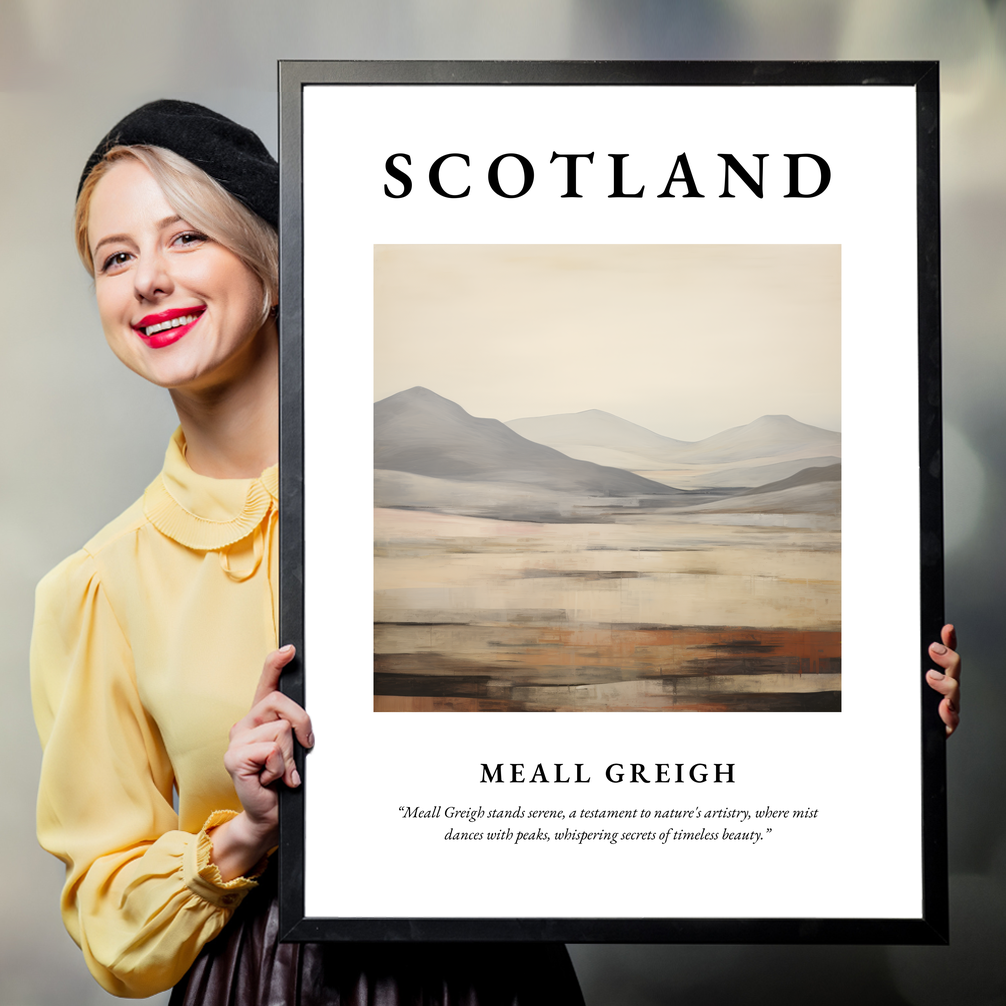 Person holding a poster of Meall Greigh