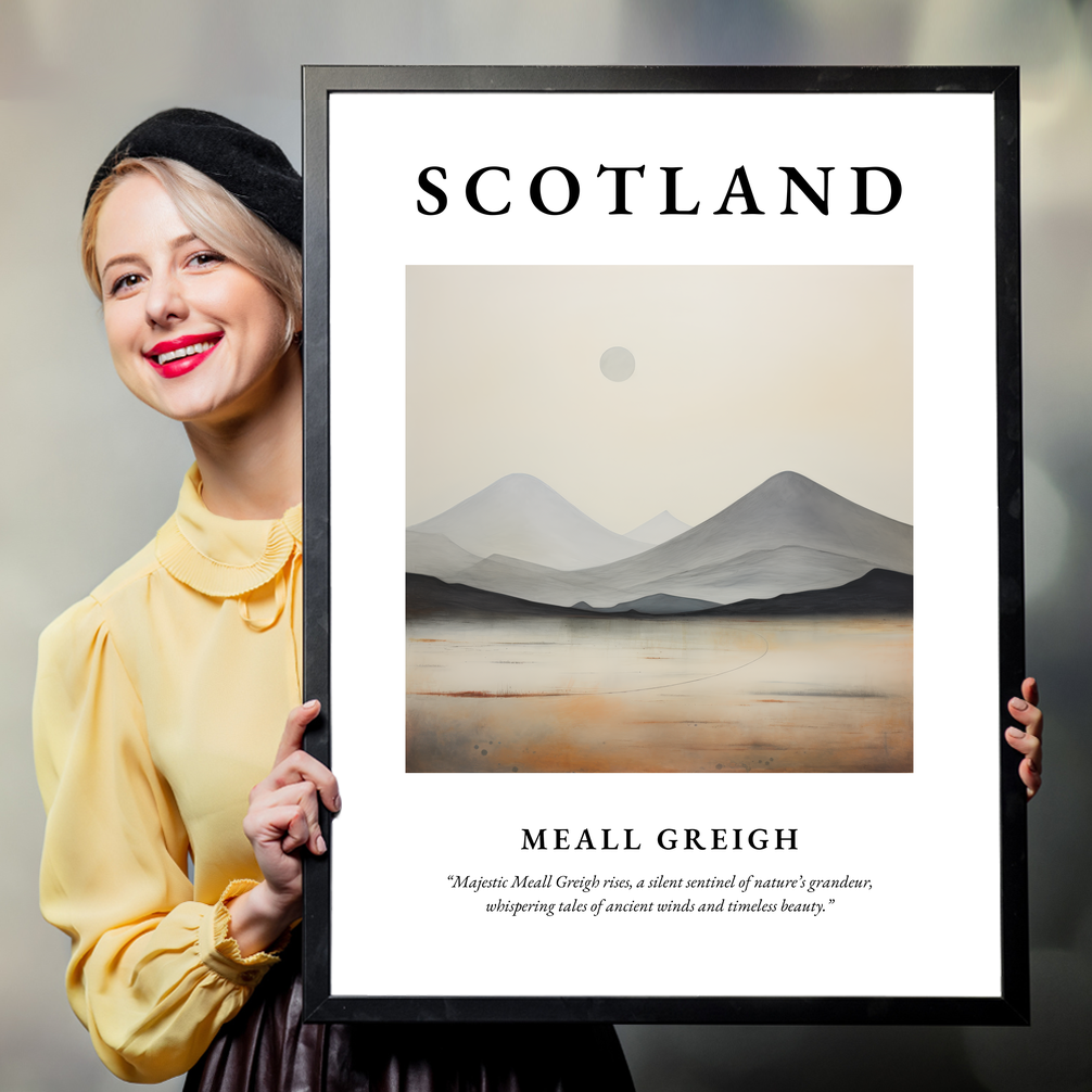 Person holding a poster of Meall Greigh