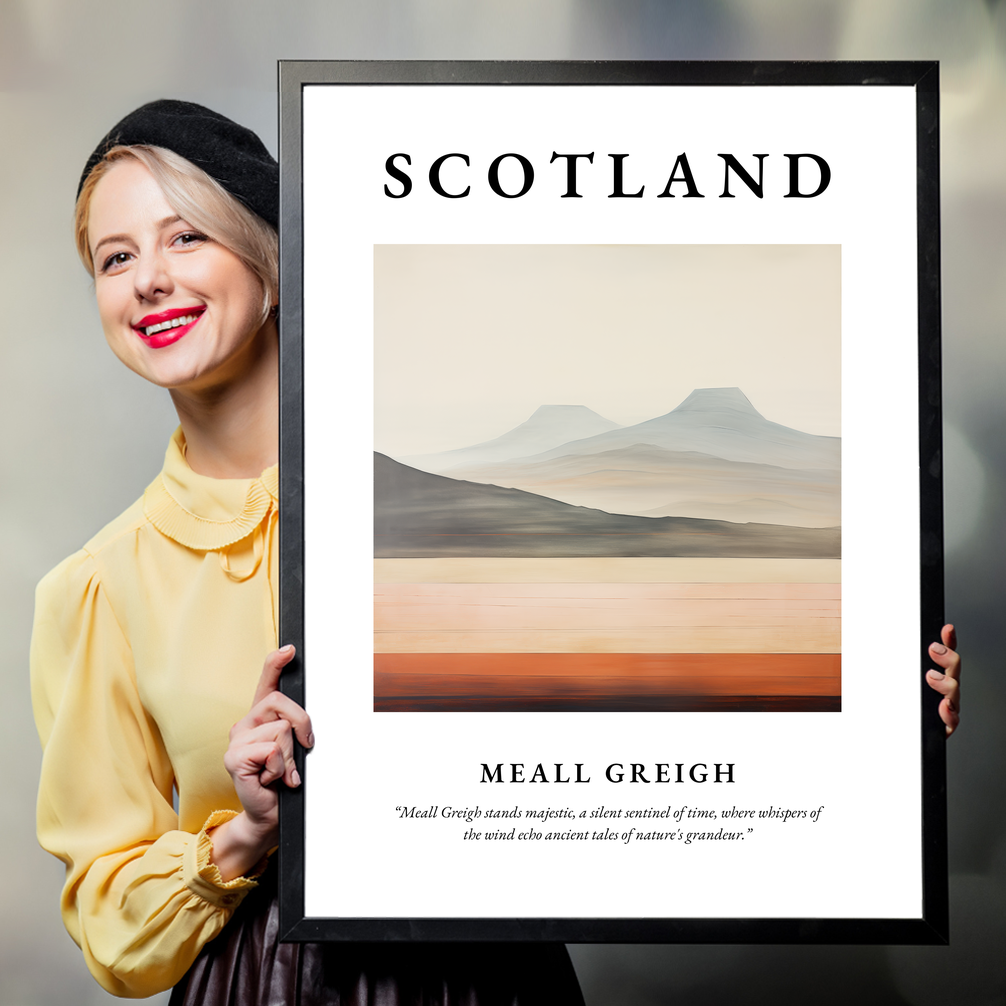 Person holding a poster of Meall Greigh