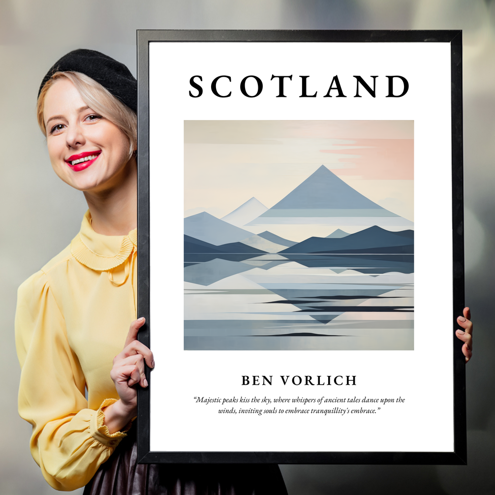 Person holding a poster of Ben Vorlich