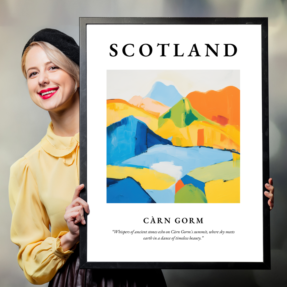 Person holding a poster of Càrn Gorm