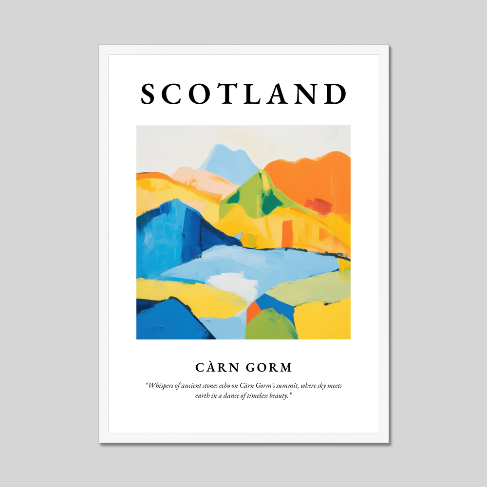 Poster in a white frame with the word Scotland