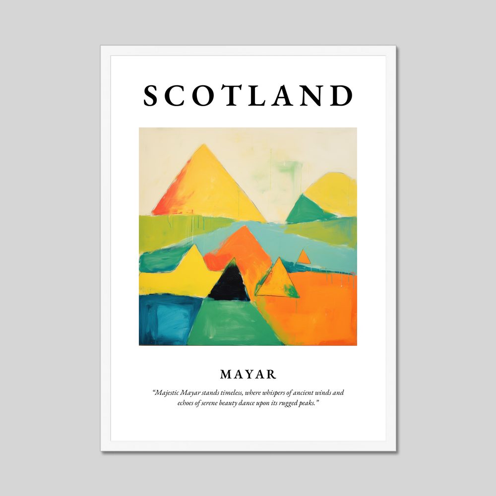 Poster in a white frame with the word Scotland