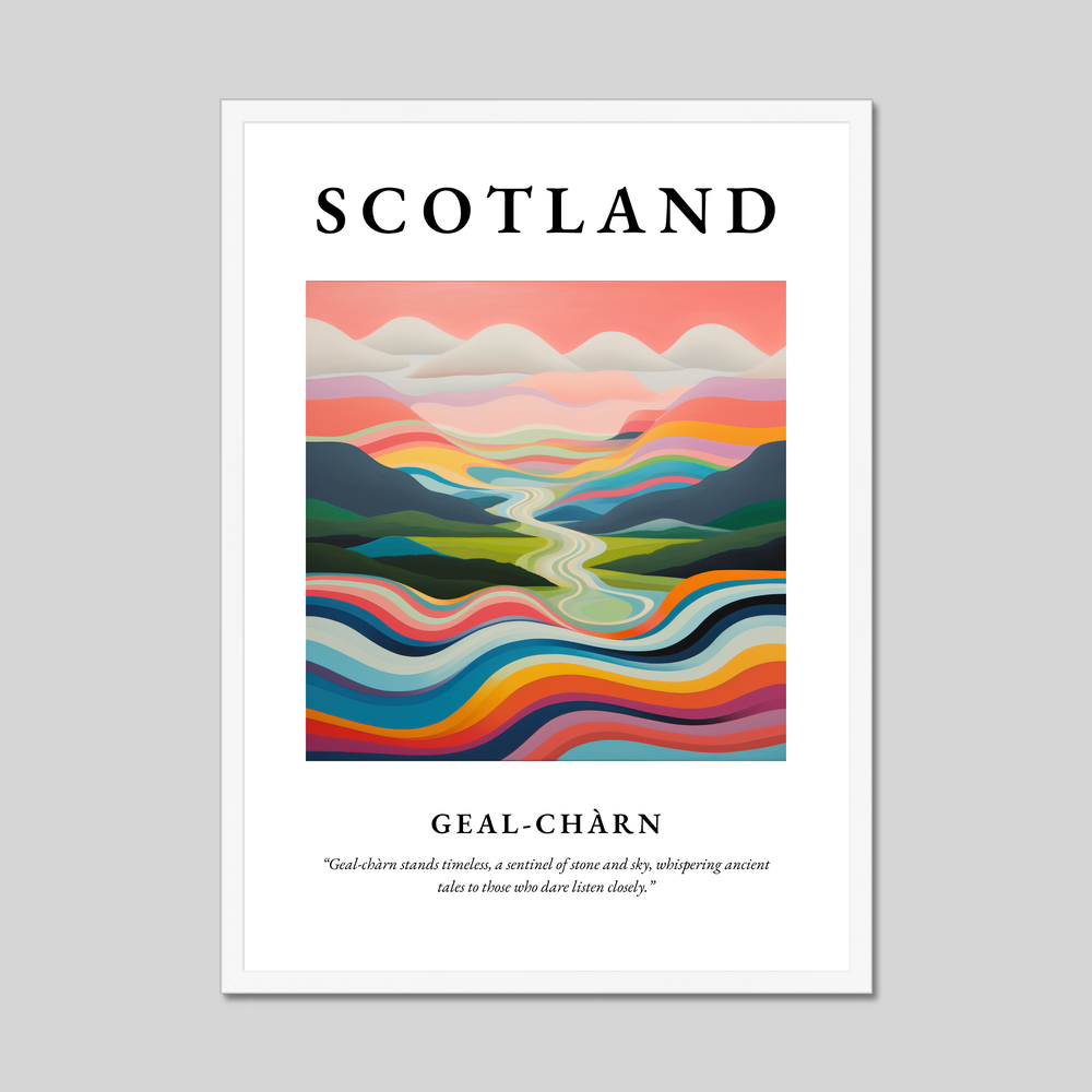 Poster in a white frame with the word Scotland