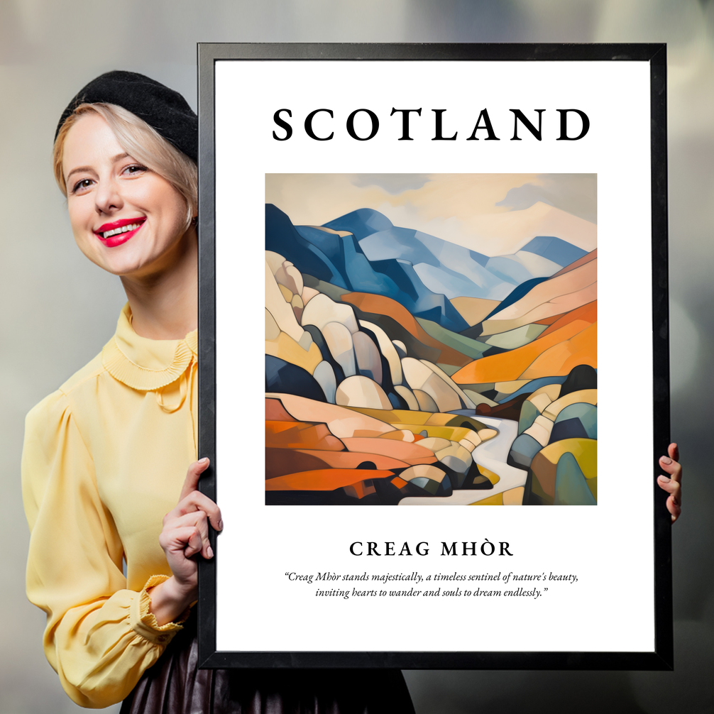 Person holding a poster of Creag Mhòr