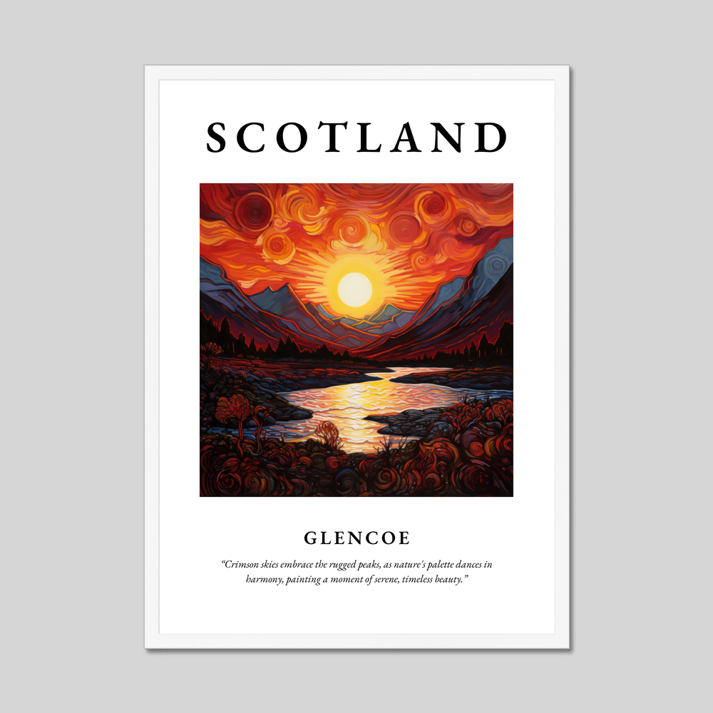 Poster in a white frame with the word Scotland