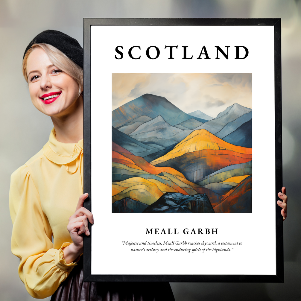 Person holding a poster of Meall Garbh