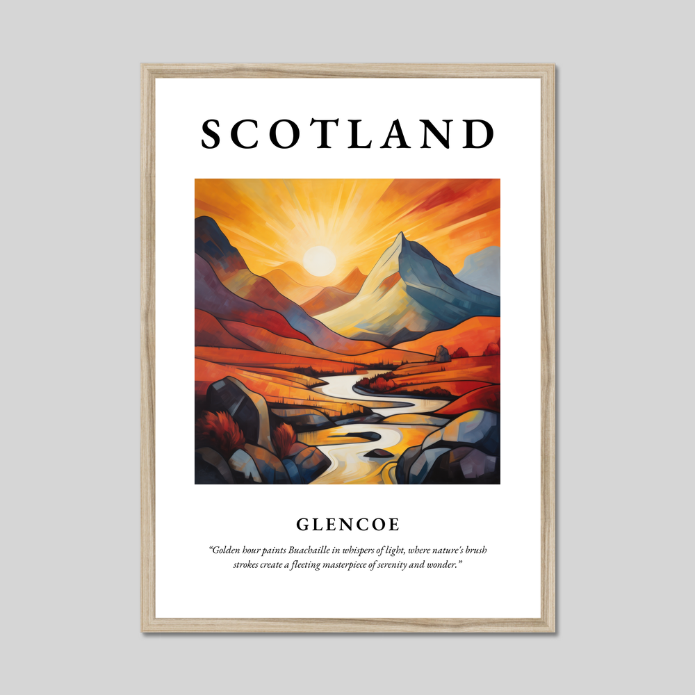 Poster in a natural frame with the word Scotland