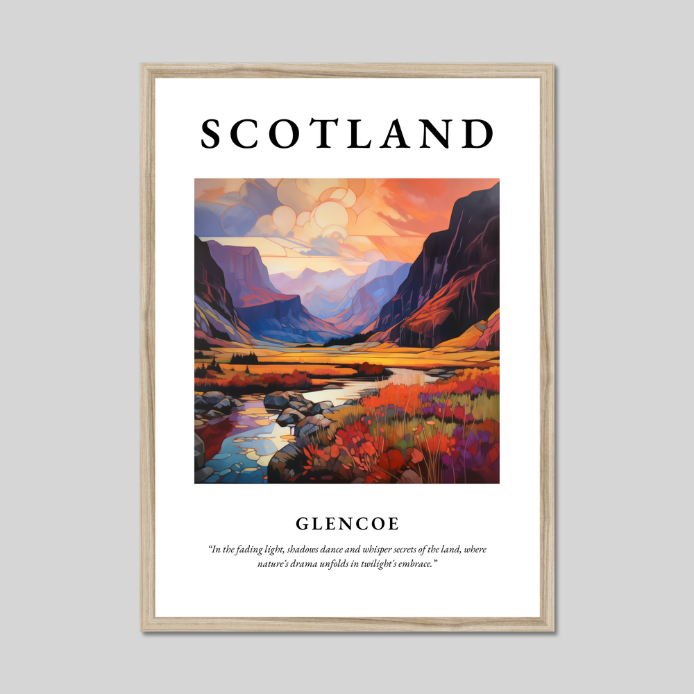 Poster in a natural frame with the word Scotland