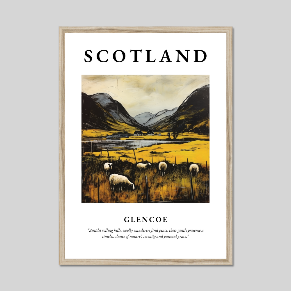 Poster in a natural frame with the word Scotland