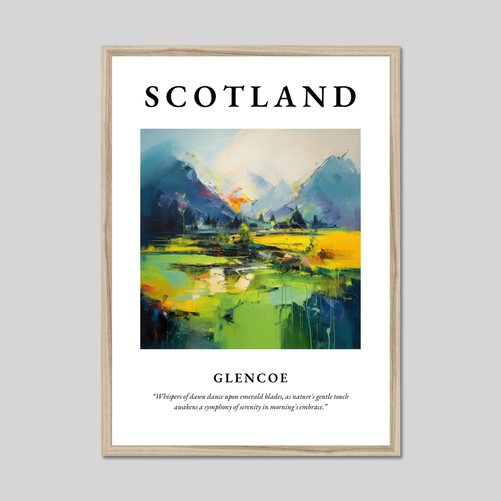 Poster in a natural frame with the word Scotland