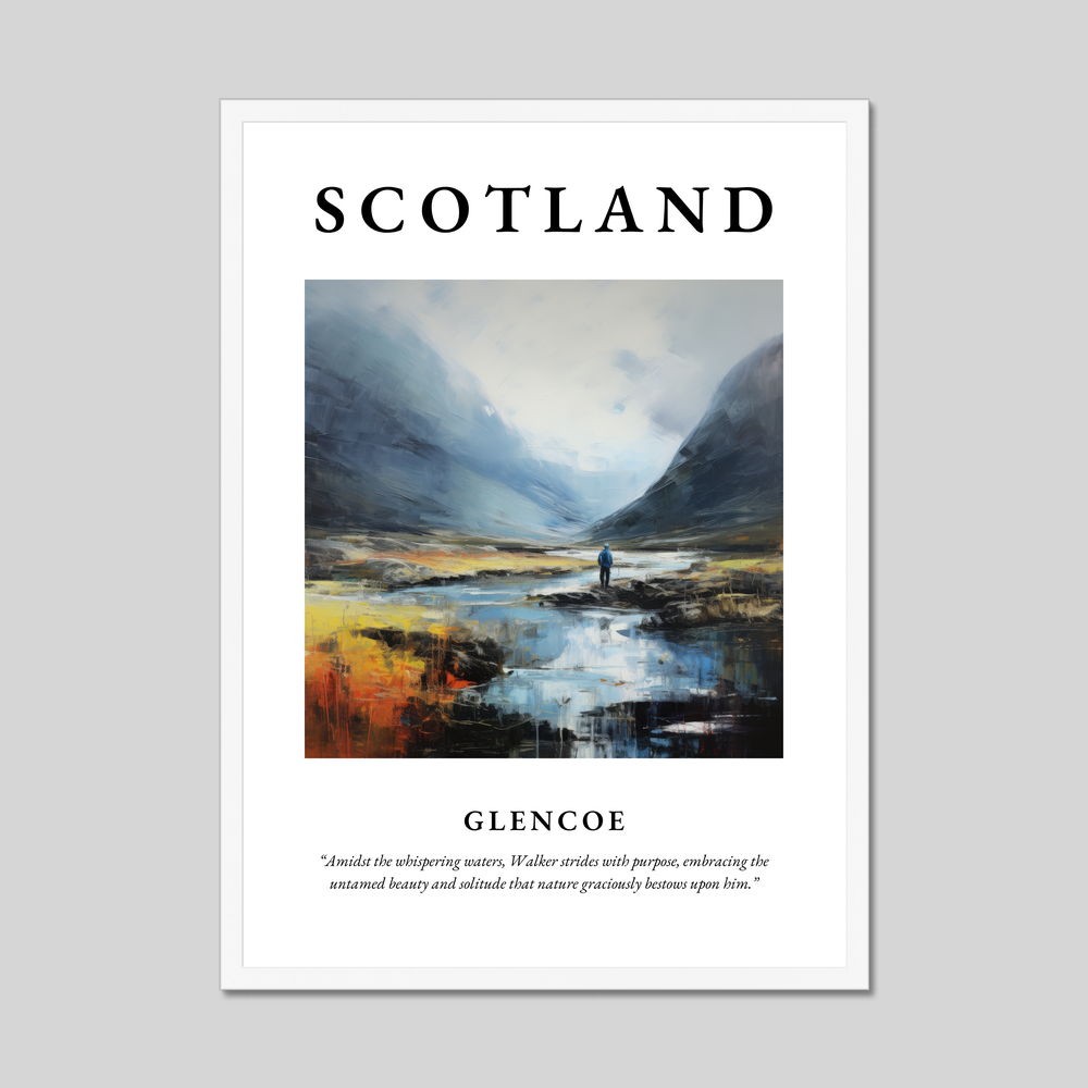 Poster in a white frame with the word Scotland