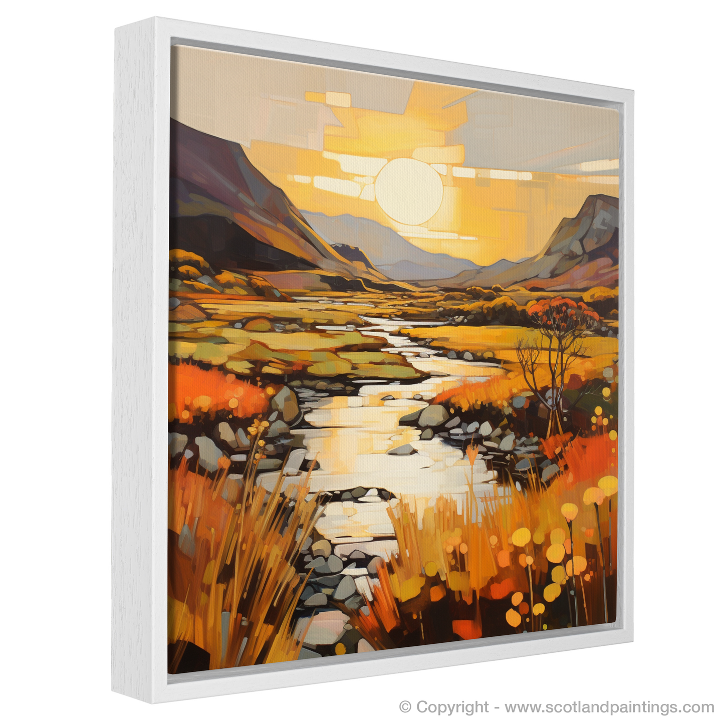 Golden Hour Prism: A Cubist Ode to Glencoe's Bog Myrtle