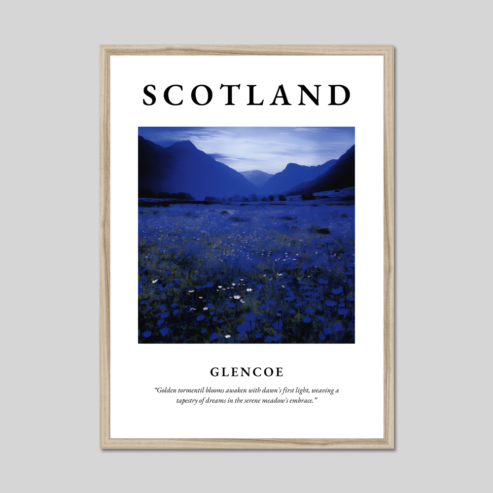 Poster in a natural frame with the word Scotland