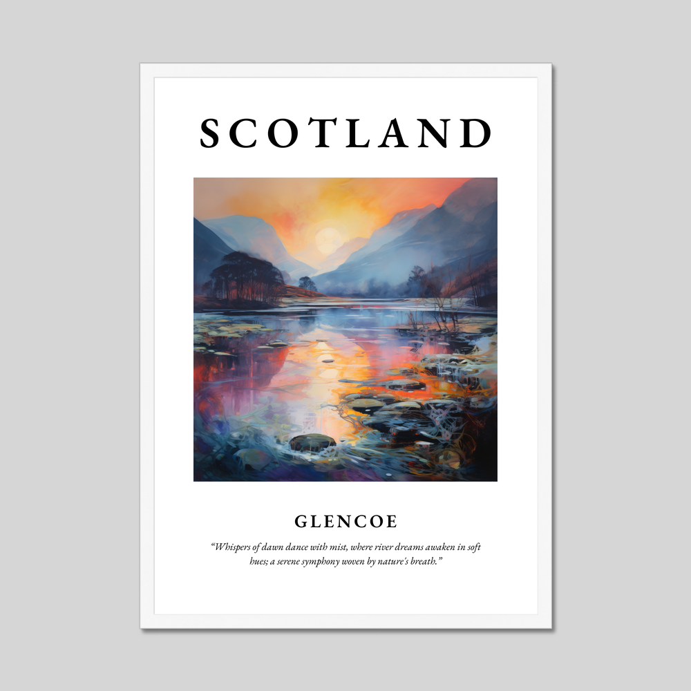 Poster in a white frame with the word Scotland