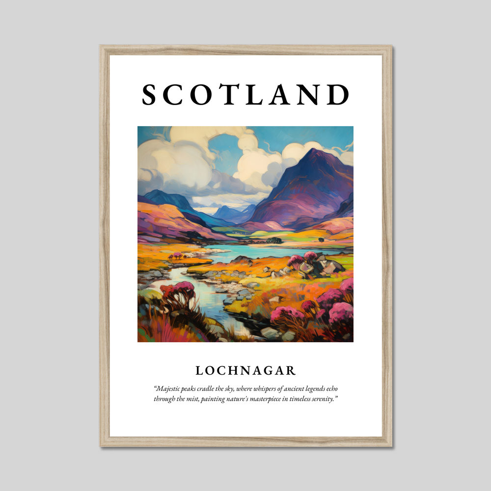 Poster in a natural frame with the word Scotland