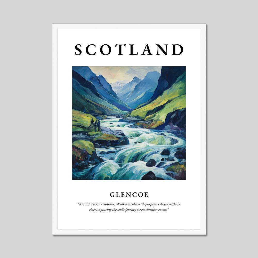 Poster in a white frame with the word Scotland