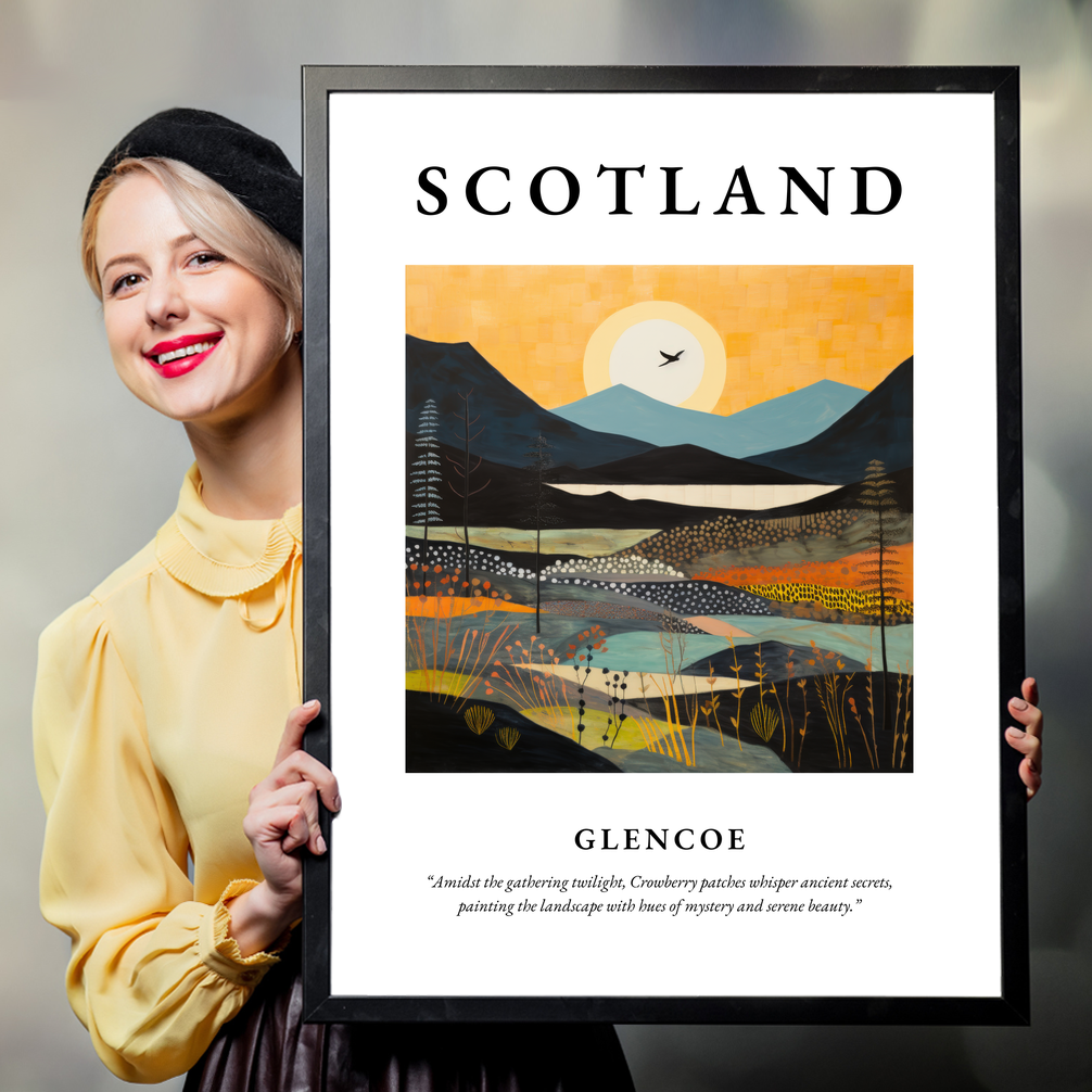 Person holding a poster of Glencoe