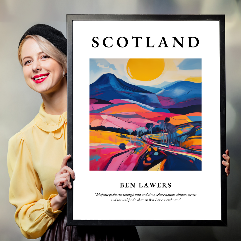 Person holding a poster of Ben Lawers