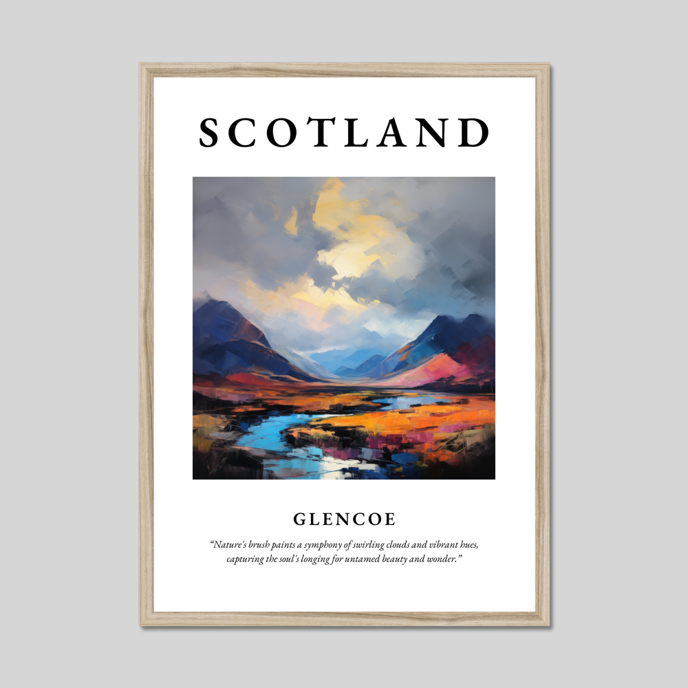 Poster in a natural frame with the word Scotland