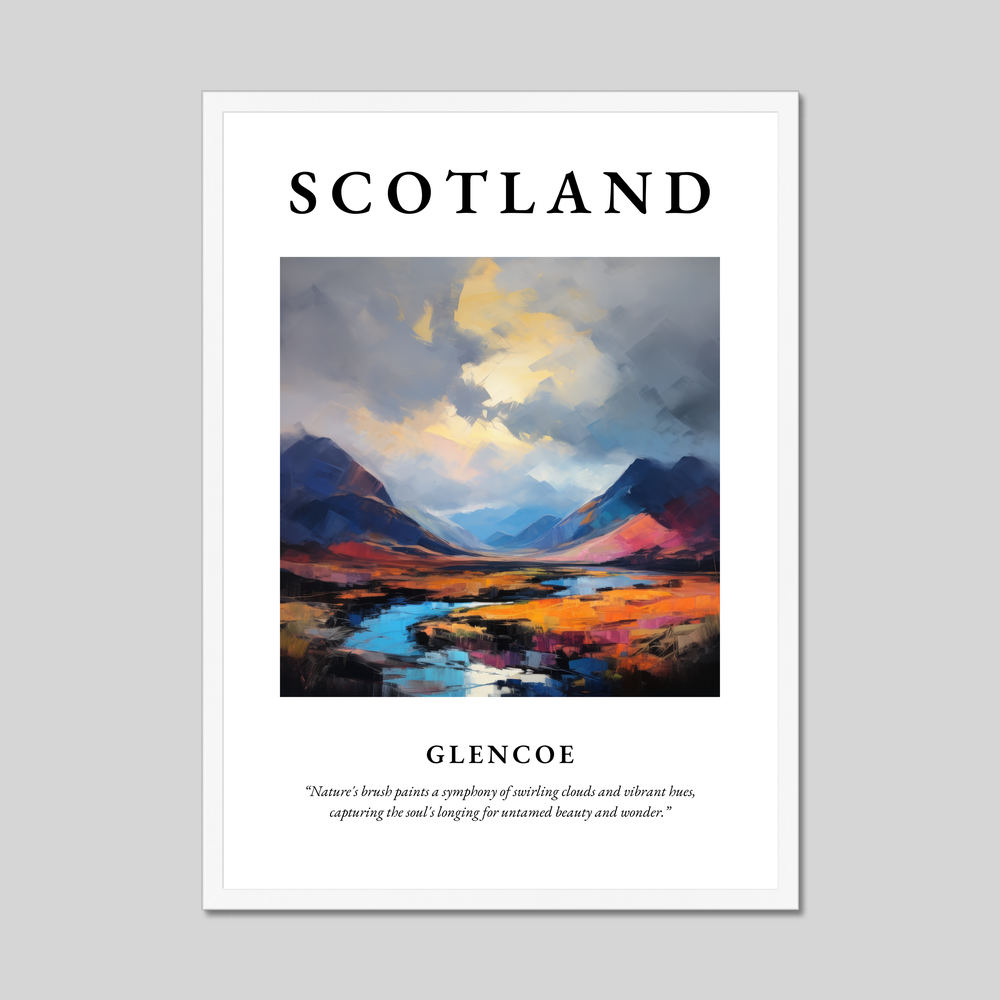 Poster in a white frame with the word Scotland