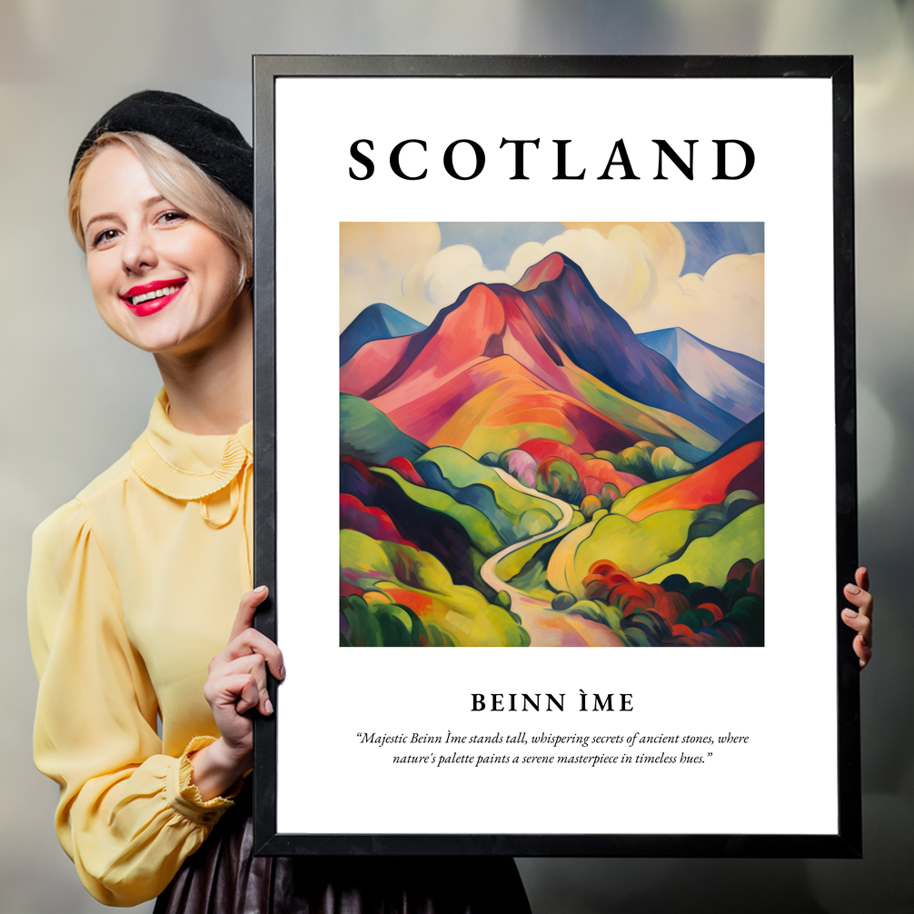 Person holding a poster of Beinn Ìme