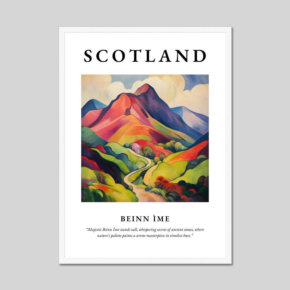 Poster in a white frame with the word Scotland