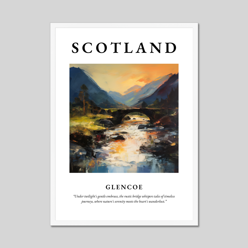 Poster in a white frame with the word Scotland