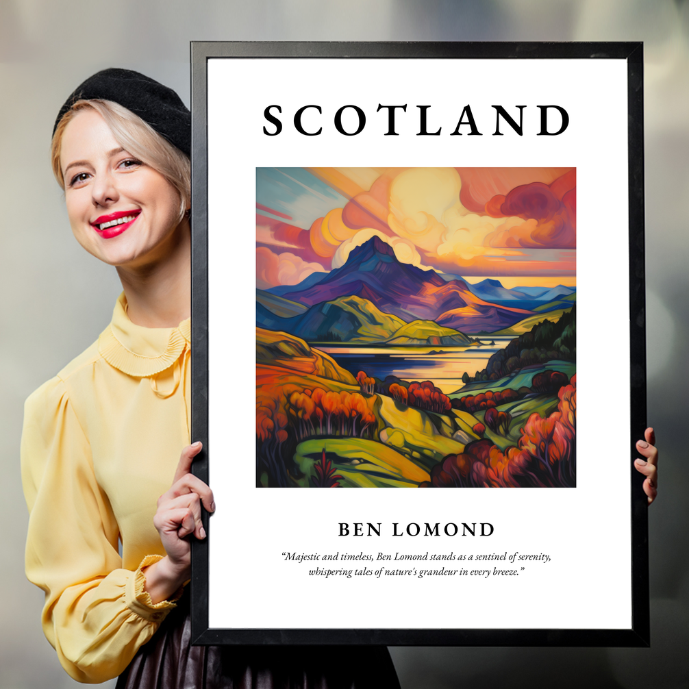 Person holding a poster of Ben Lomond