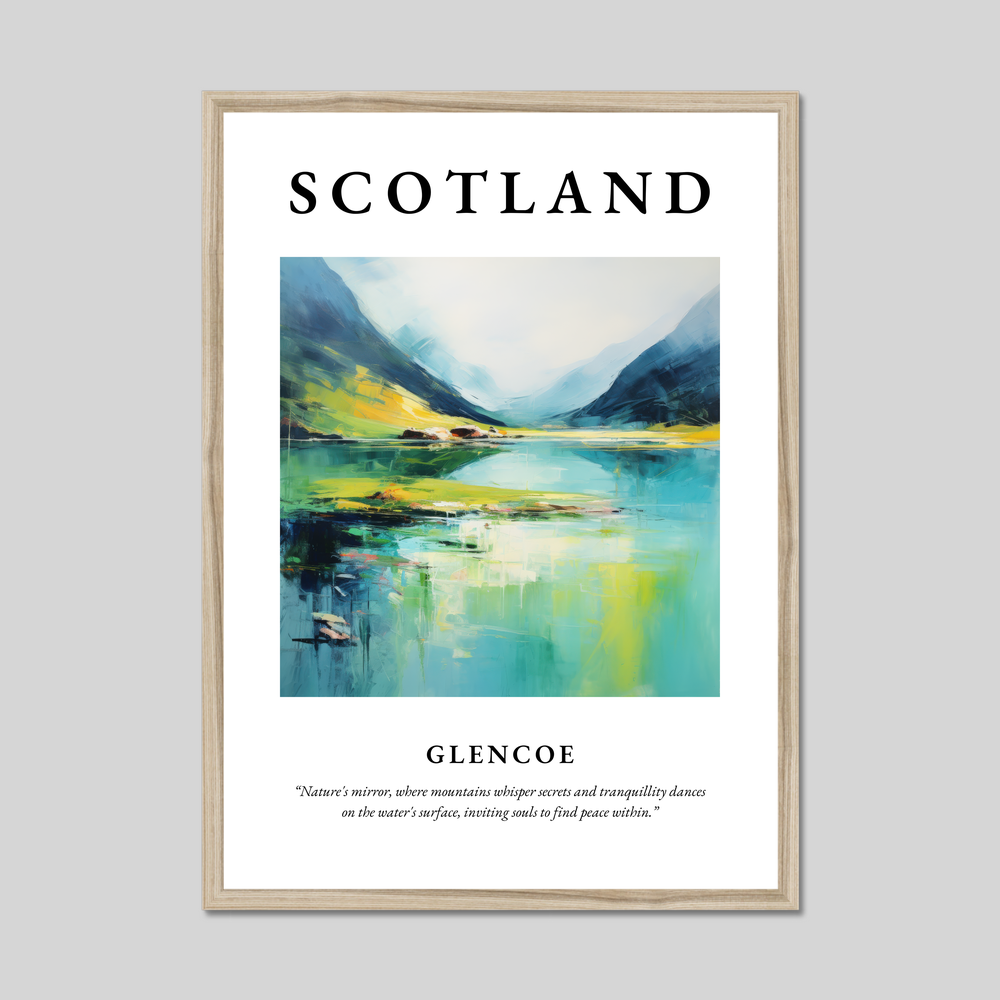 Poster in a natural frame with the word Scotland