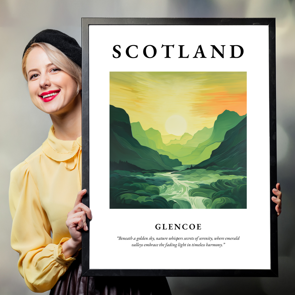 Person holding a poster of Glencoe