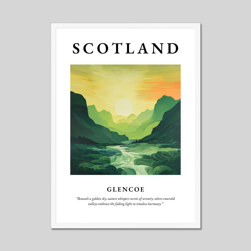 Poster in a white frame with the word Scotland