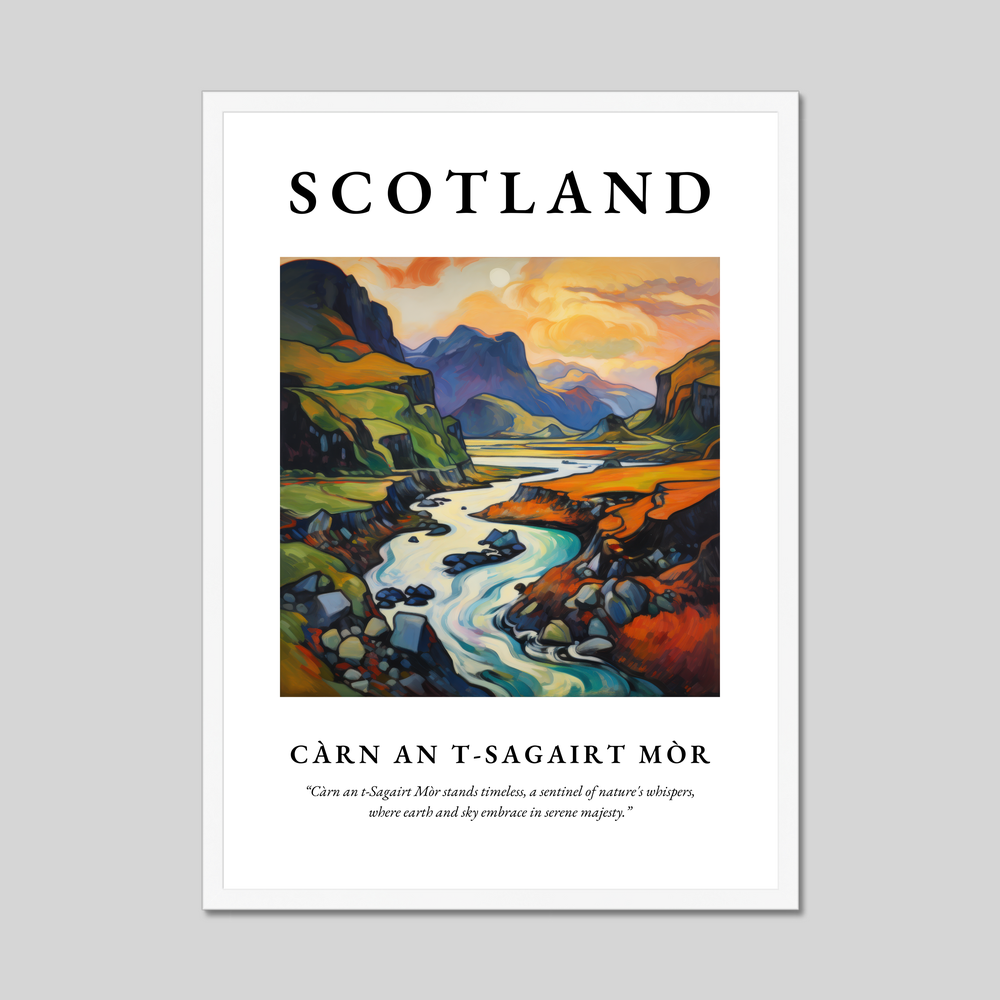 Poster in a white frame with the word Scotland