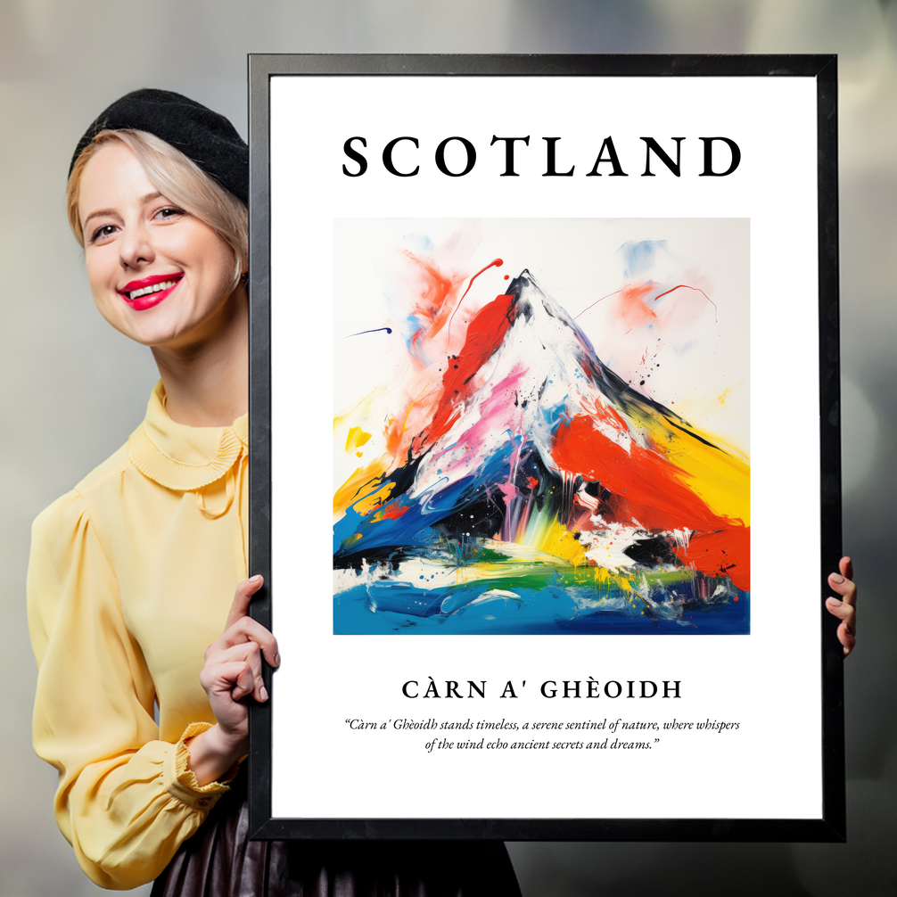 Person holding a poster of Càrn a' Ghèoidh