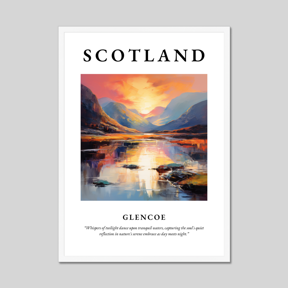 Poster in a white frame with the word Scotland