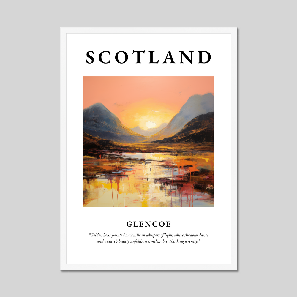 Poster in a white frame with the word Scotland