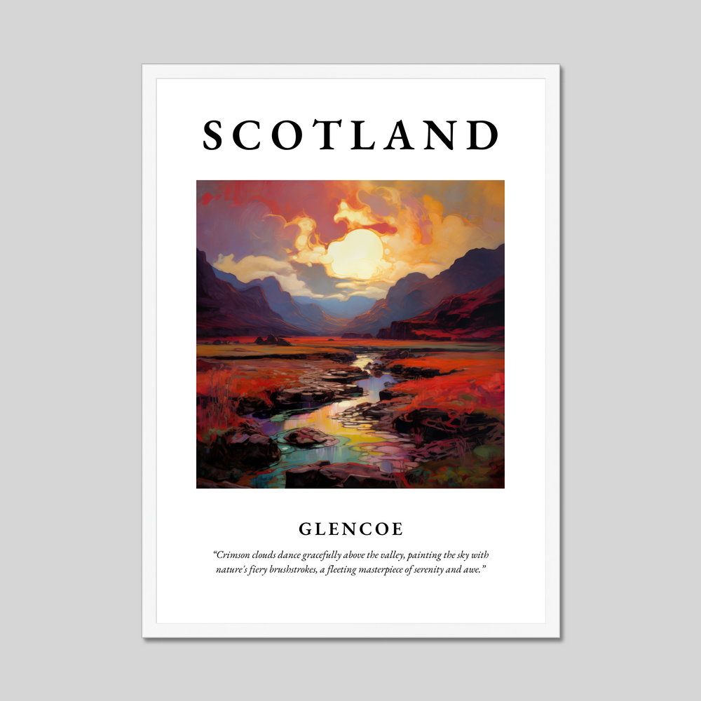 Poster in a white frame with the word Scotland