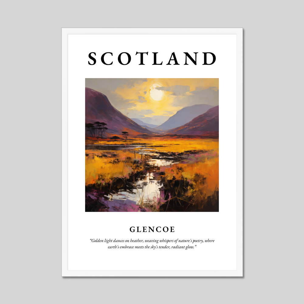 Poster in a white frame with the word Scotland