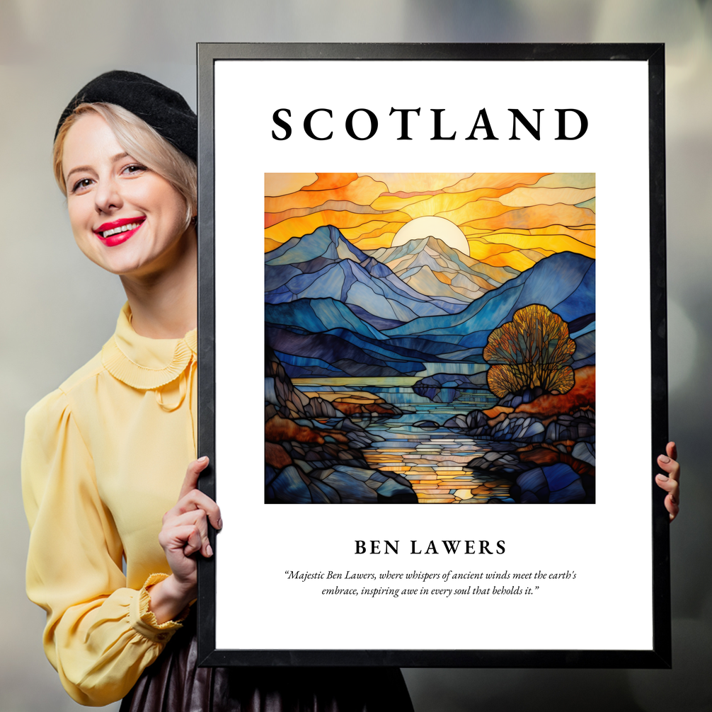 Person holding a poster of Ben Lawers