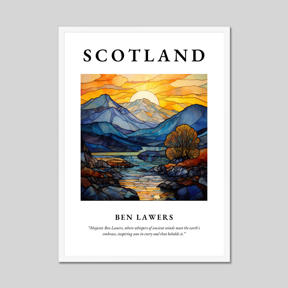 Poster in a white frame with the word Scotland