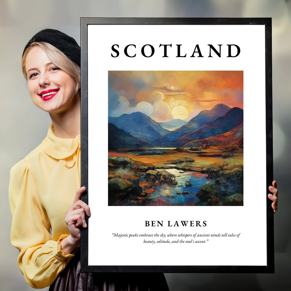 Person holding a poster of Ben Lawers