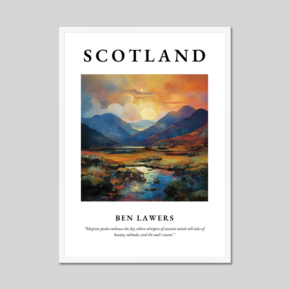 Poster in a white frame with the word Scotland