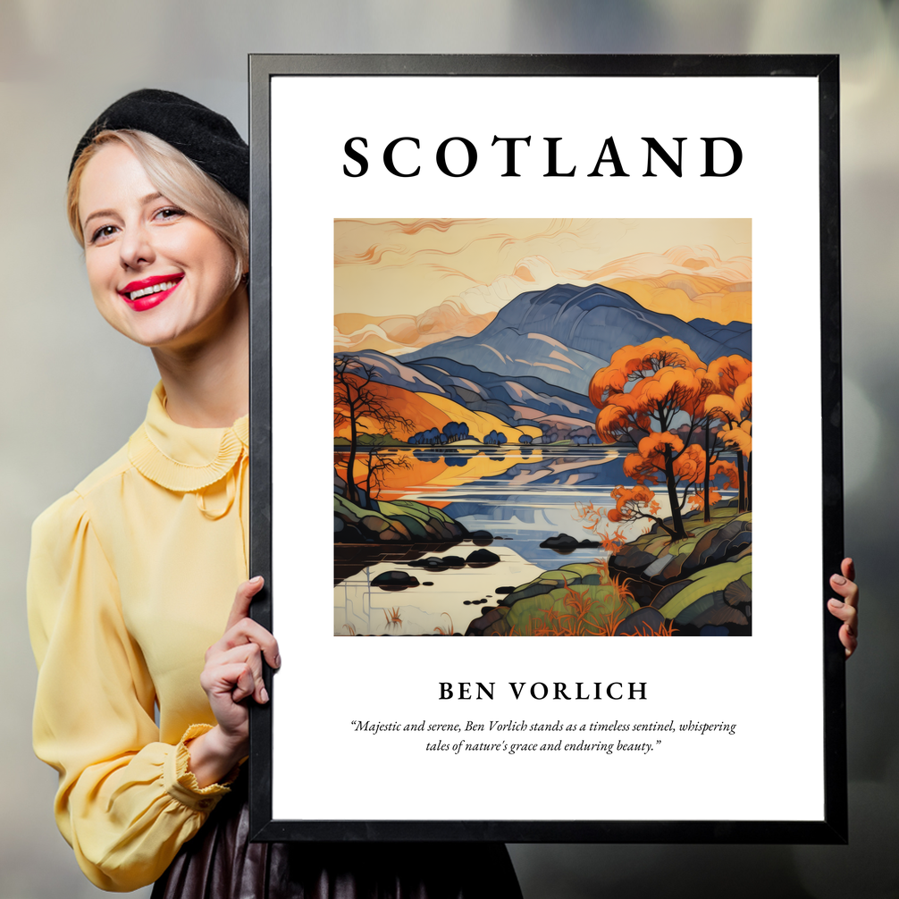 Person holding a poster of Ben Vorlich