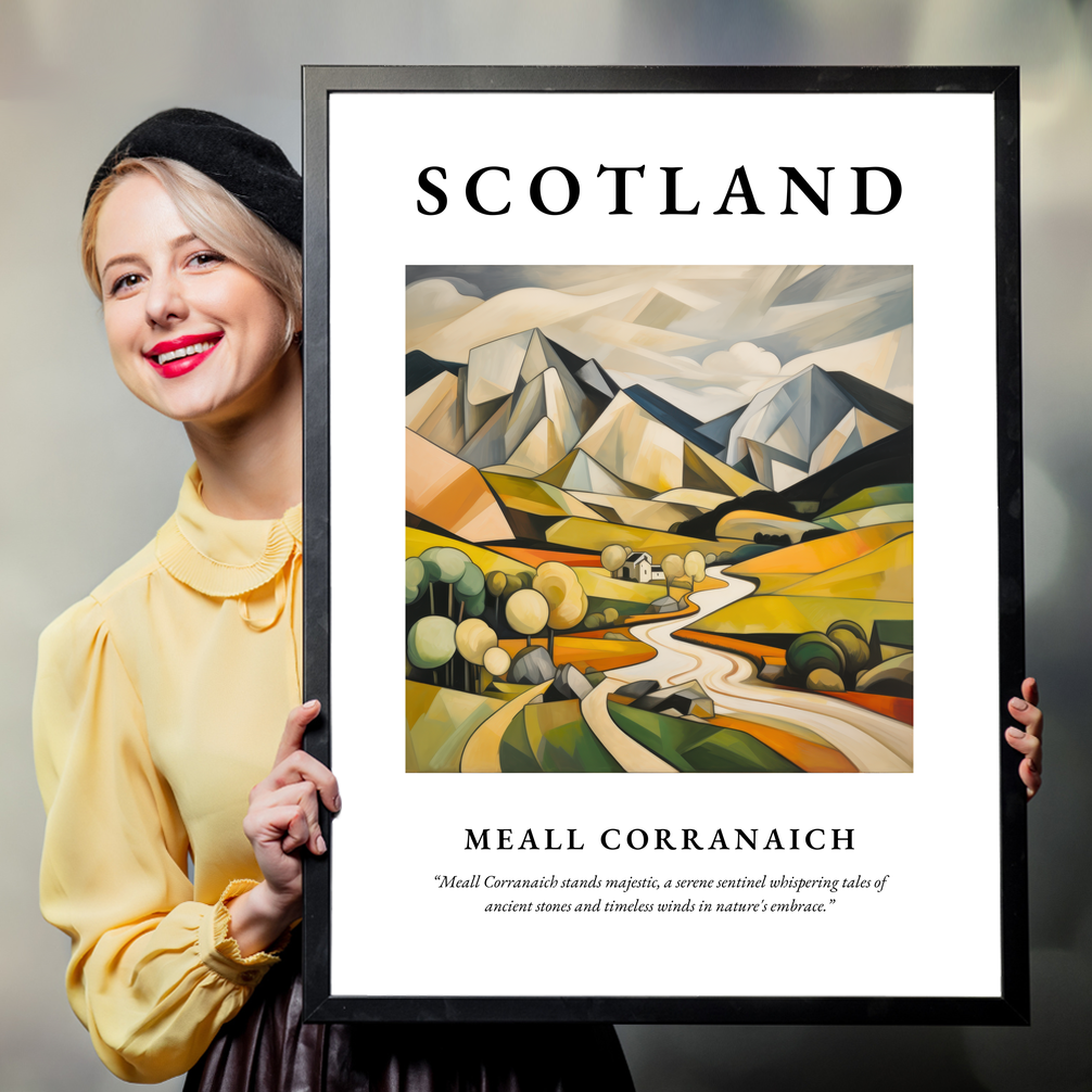 Person holding a poster of Meall Corranaich