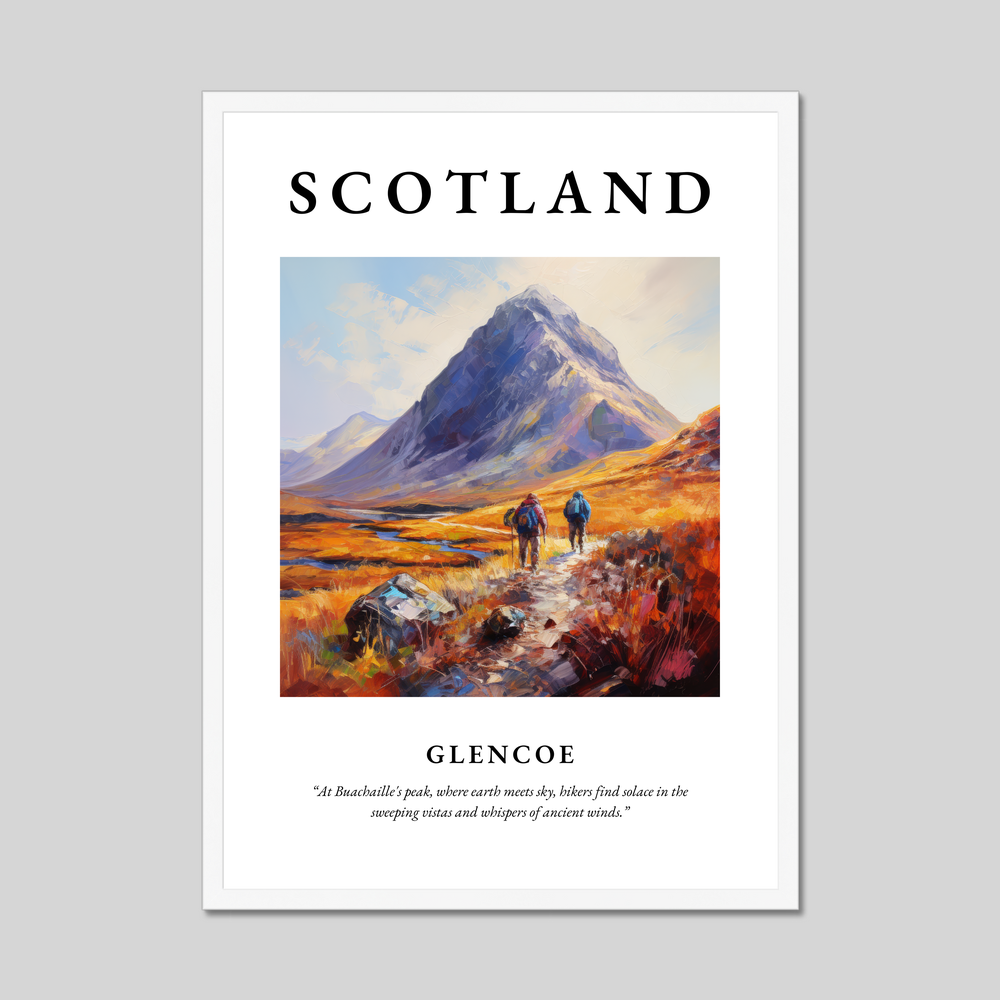 Poster in a white frame with the word Scotland