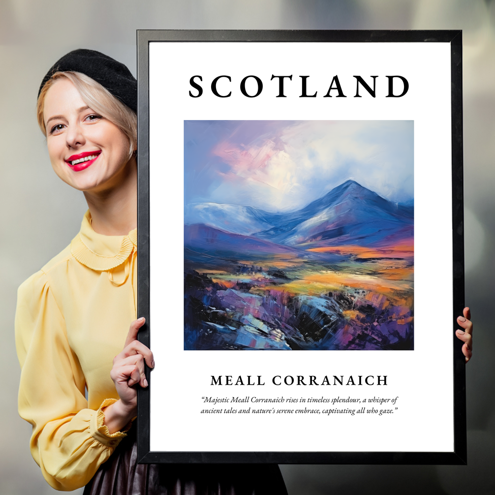 Person holding a poster of Meall Corranaich