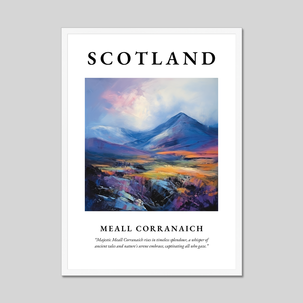 Poster in a white frame with the word Scotland