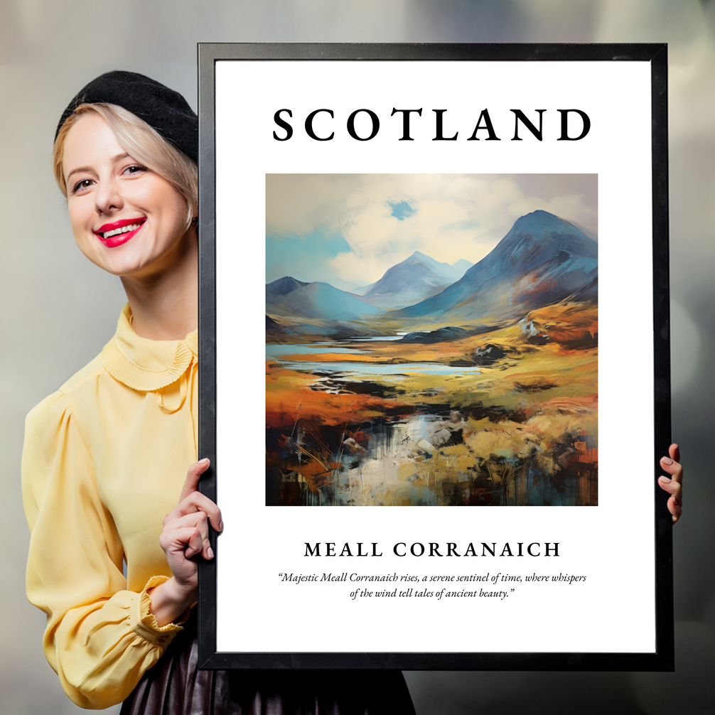 Person holding a poster of Meall Corranaich