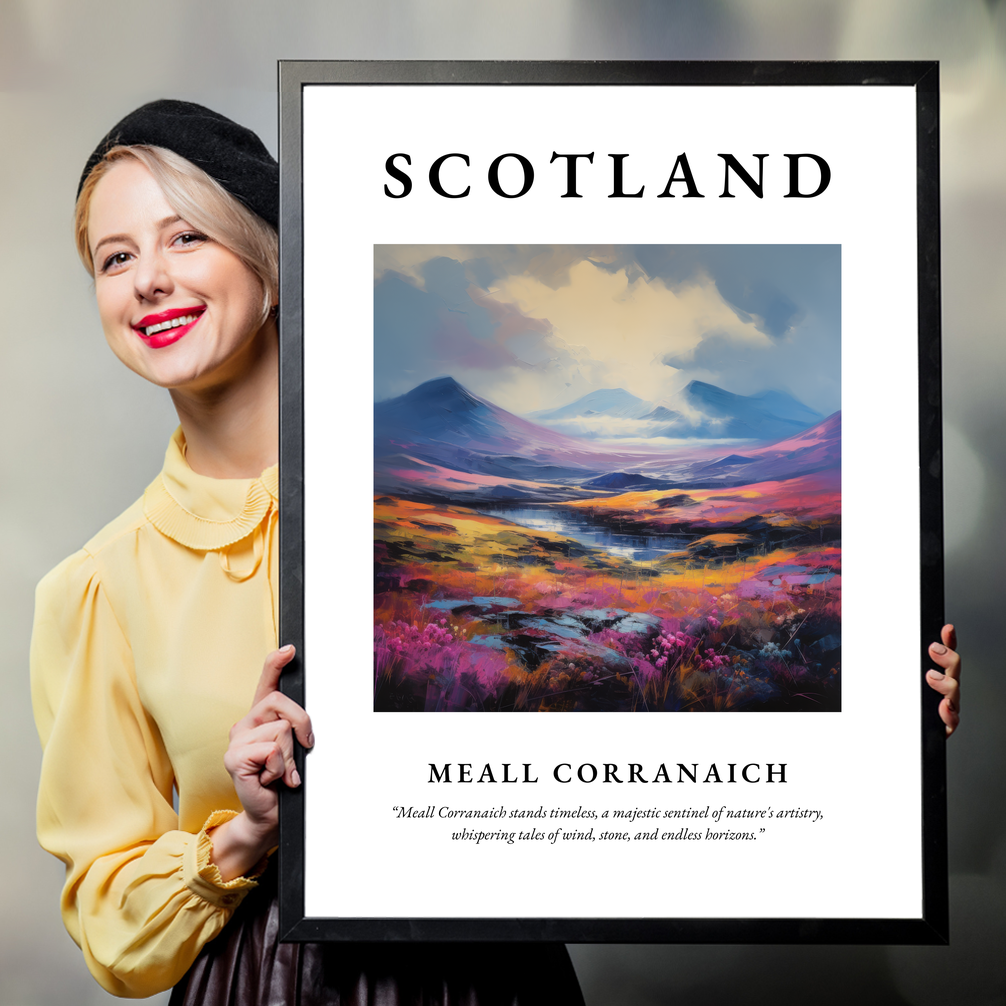 Person holding a poster of Meall Corranaich