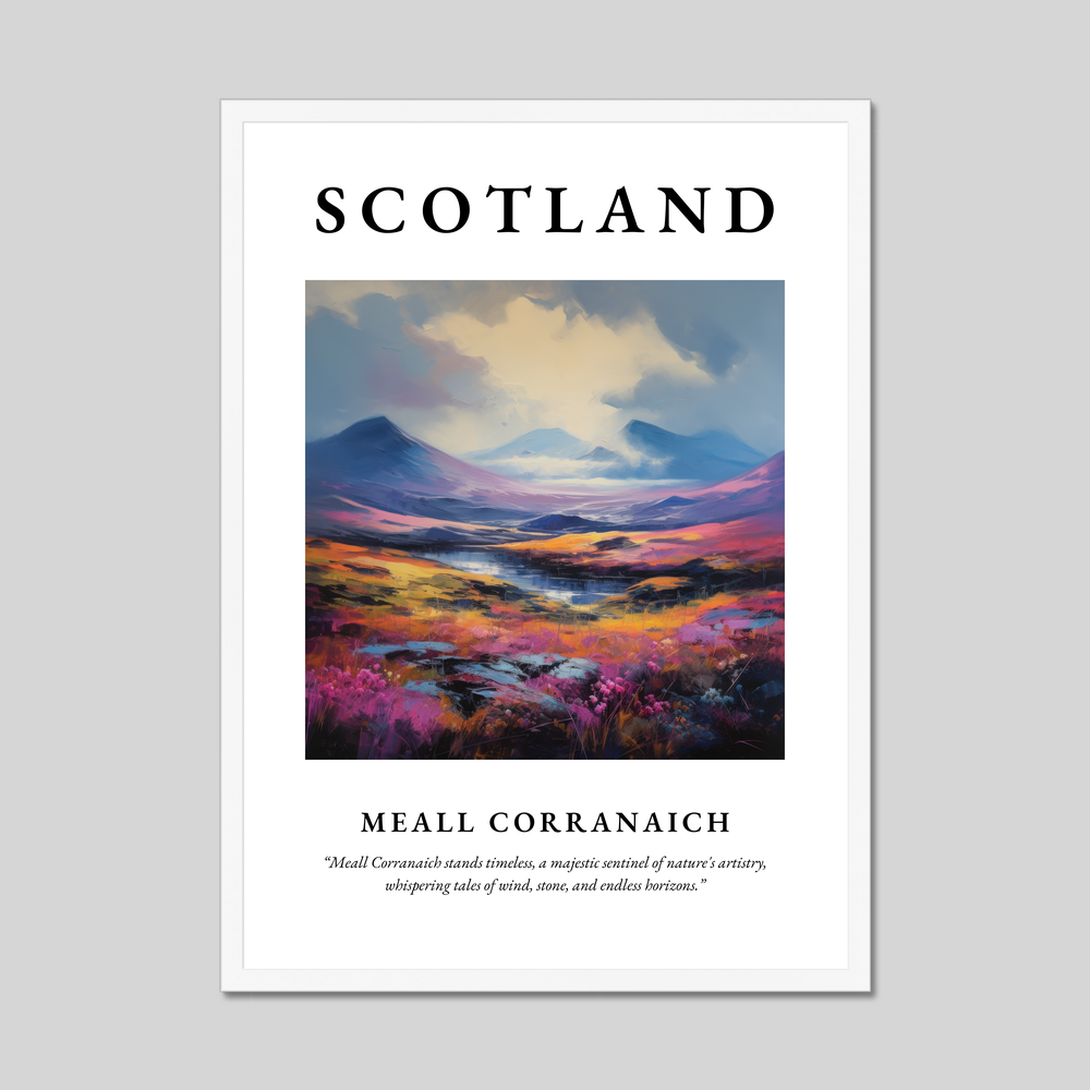 Poster in a white frame with the word Scotland